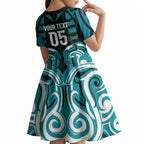 Custom Aotearoa Tapuika Kid Short Sleeve Dress New Zealand Traditional Maori Pattern