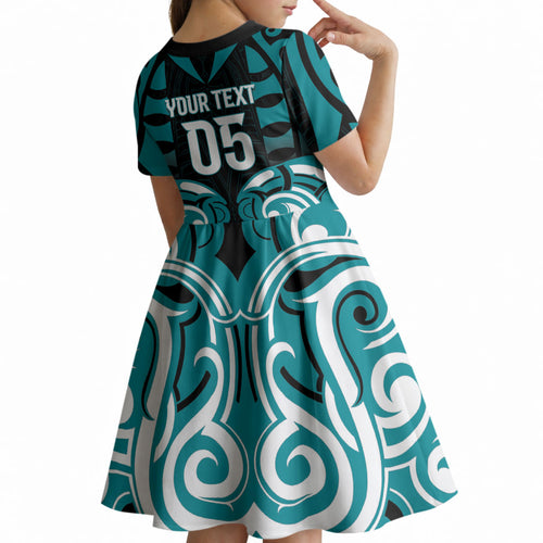 Custom Aotearoa Tapuika Kid Short Sleeve Dress New Zealand Traditional Maori Pattern