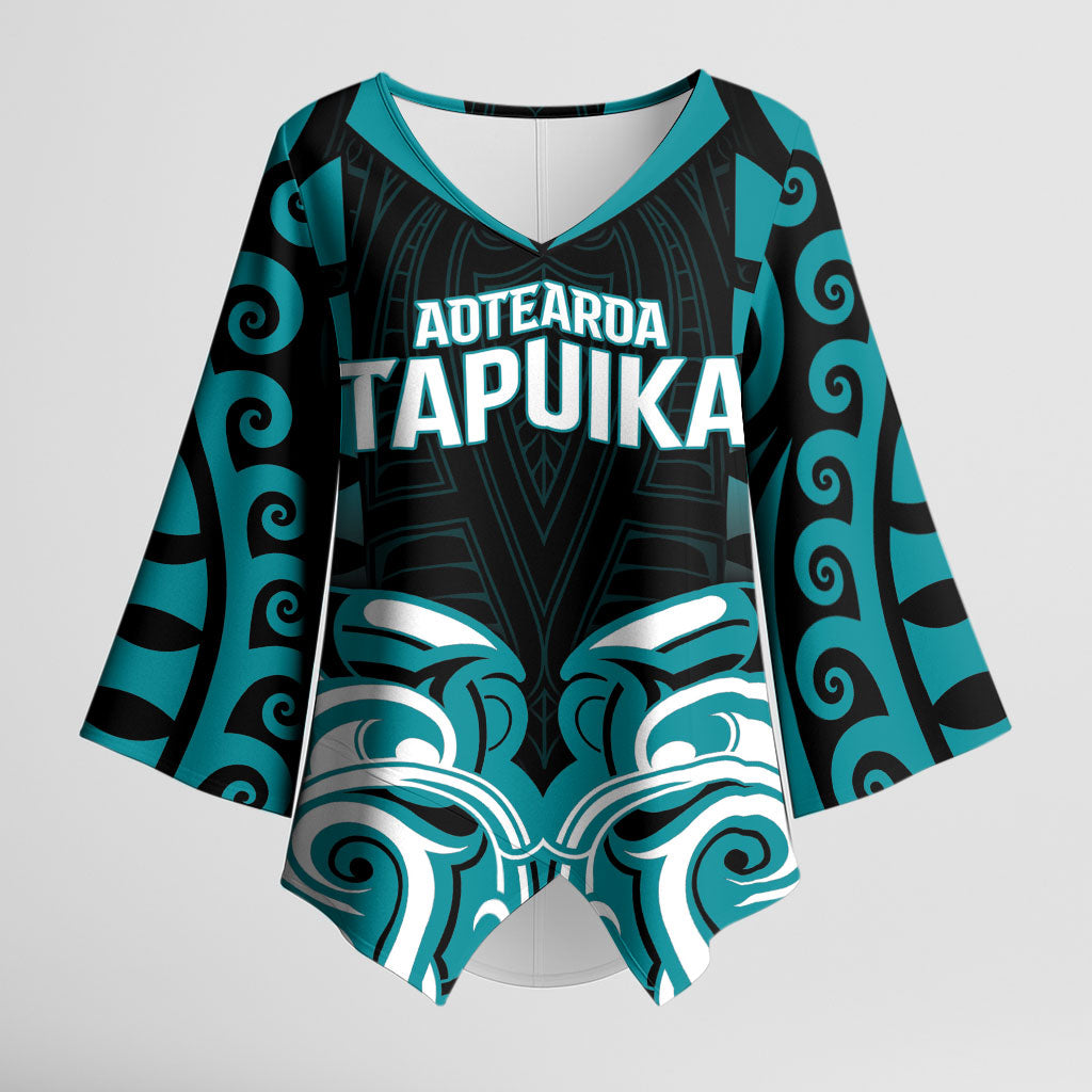Custom Aotearoa Tapuika Kimono Sleeve Blouse New Zealand Traditional Maori Pattern