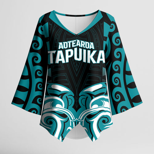 Custom Aotearoa Tapuika Kimono Sleeve Blouse New Zealand Traditional Maori Pattern