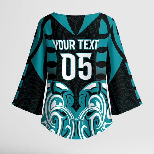 Custom Aotearoa Tapuika Kimono Sleeve Blouse New Zealand Traditional Maori Pattern