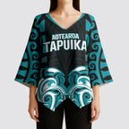 Custom Aotearoa Tapuika Kimono Sleeve Blouse New Zealand Traditional Maori Pattern