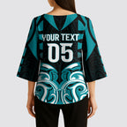 Custom Aotearoa Tapuika Kimono Sleeve Blouse New Zealand Traditional Maori Pattern