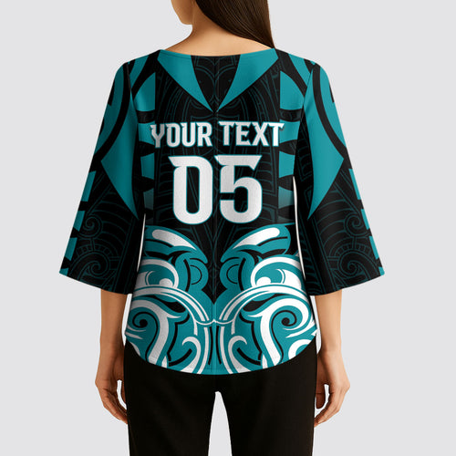 Custom Aotearoa Tapuika Kimono Sleeve Blouse New Zealand Traditional Maori Pattern