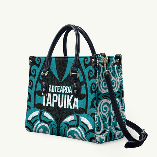 Aotearoa Tapuika Leather Bag New Zealand Traditional Maori Pattern