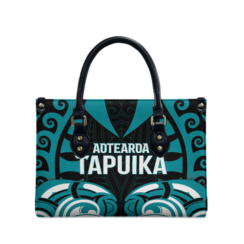 Aotearoa Tapuika Leather Bag New Zealand Traditional Maori Pattern