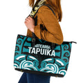 Aotearoa Tapuika Leather Tote Bag New Zealand Traditional Maori Pattern