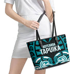 Aotearoa Tapuika Leather Tote Bag New Zealand Traditional Maori Pattern