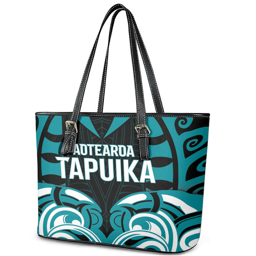 Aotearoa Tapuika Leather Tote Bag New Zealand Traditional Maori Pattern