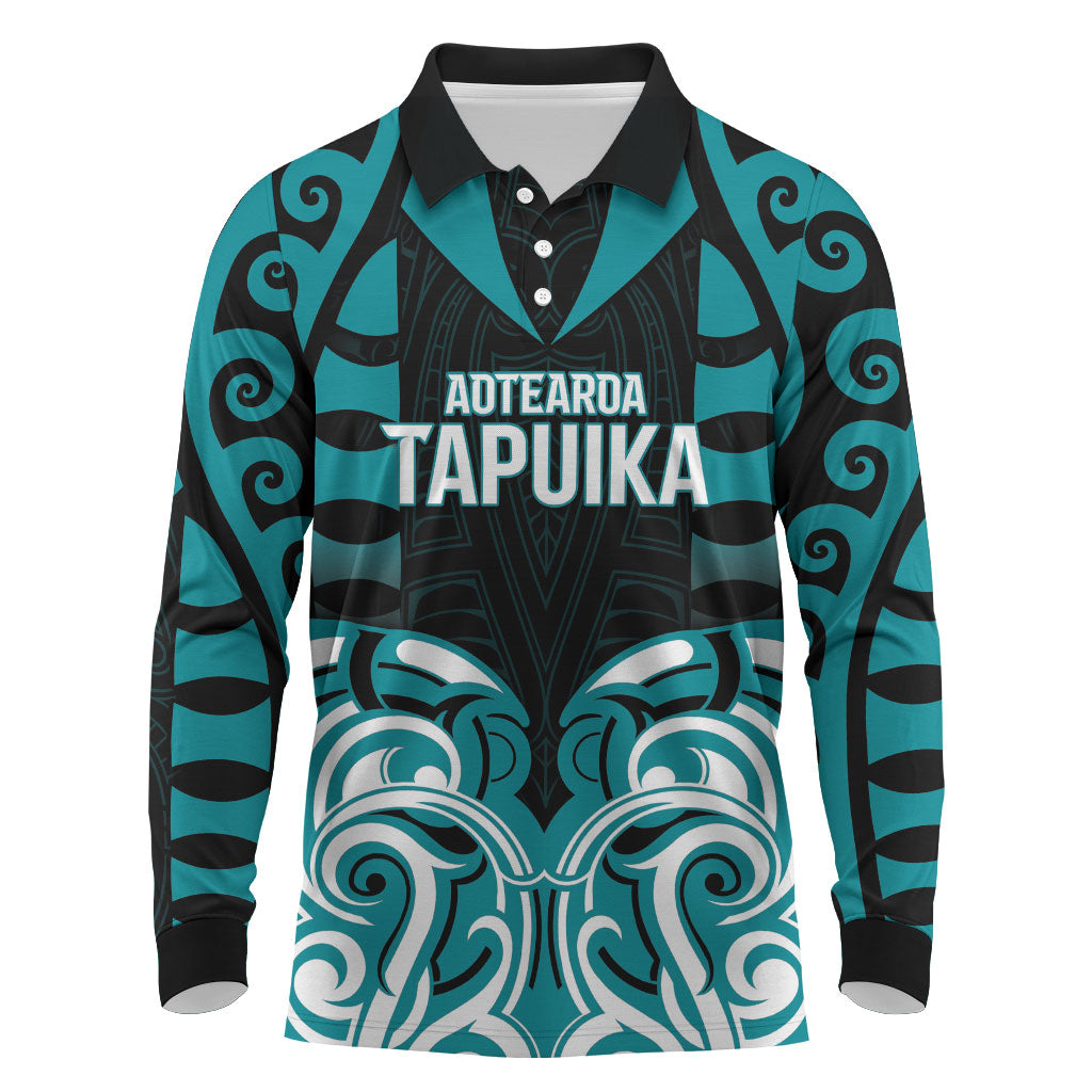 Custom Aotearoa Tapuika Long Sleeve Polo Shirt New Zealand Traditional Maori Pattern