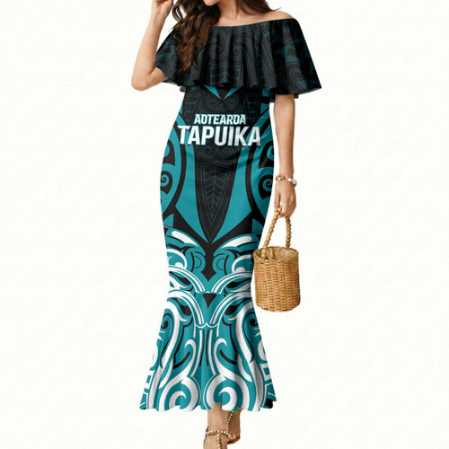 Custom Aotearoa Tapuika Mermaid Dress New Zealand Traditional Maori Pattern