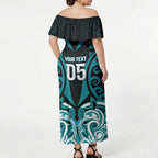 Custom Aotearoa Tapuika Off Shoulder Maxi Dress New Zealand Traditional Maori Pattern