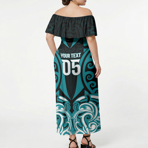 Custom Aotearoa Tapuika Off Shoulder Maxi Dress New Zealand Traditional Maori Pattern