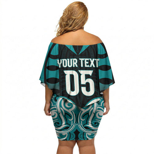 Custom Aotearoa Tapuika Off Shoulder Short Dress New Zealand Traditional Maori Pattern