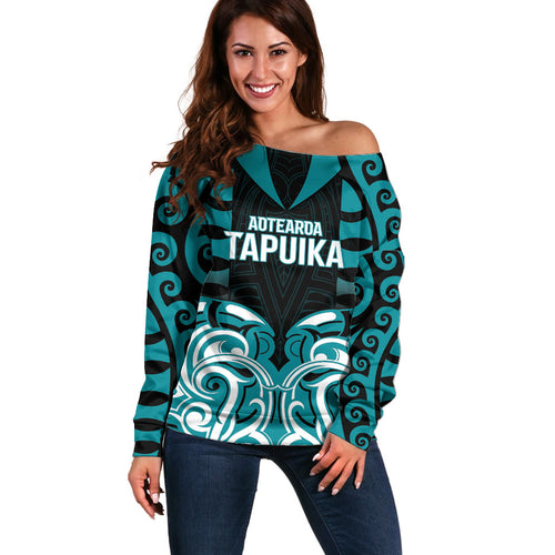 Custom Aotearoa Tapuika Off Shoulder Sweater New Zealand Traditional Maori Pattern
