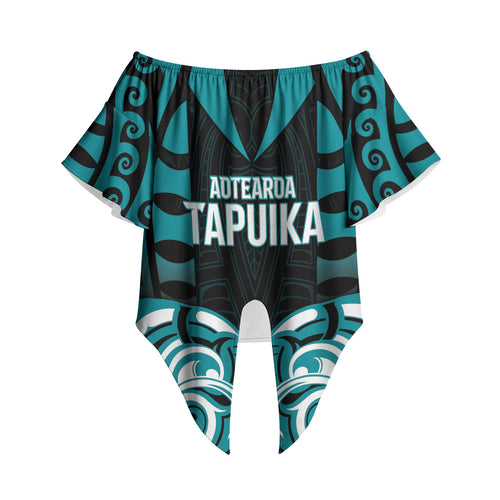 Custom Aotearoa Tapuika Off Shoulder Wrap Waist Top New Zealand Traditional Maori Pattern