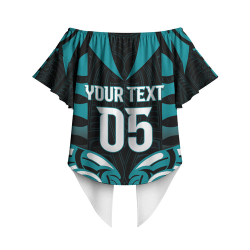 Custom Aotearoa Tapuika Off Shoulder Wrap Waist Top New Zealand Traditional Maori Pattern