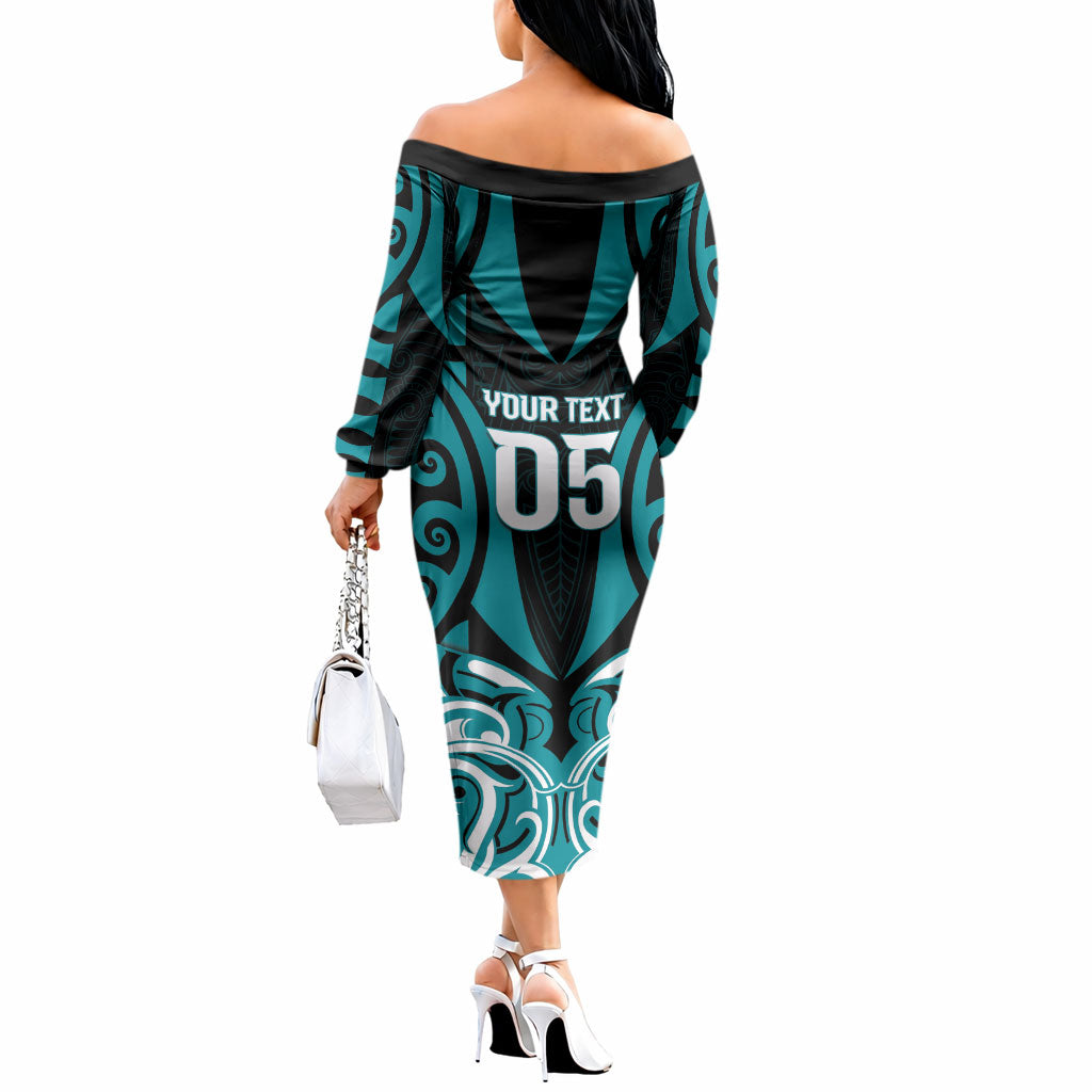 Custom Aotearoa Tapuika Off The Shoulder Long Sleeve Dress New Zealand Traditional Maori Pattern