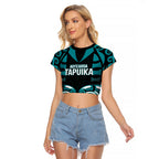 Custom Aotearoa Tapuika Raglan Cropped T Shirt New Zealand Traditional Maori Pattern
