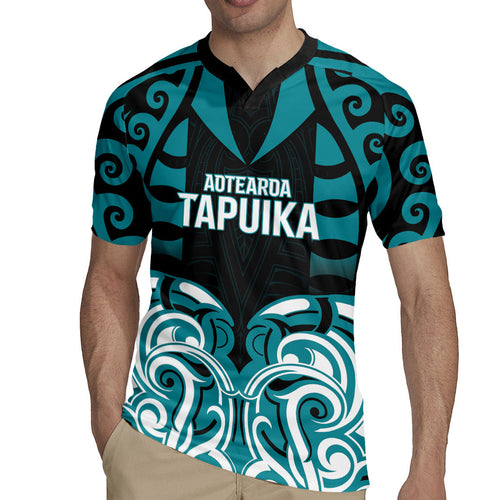 Custom Aotearoa Tapuika Rugby Jersey New Zealand Traditional Maori Pattern
