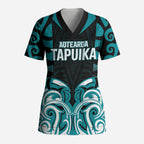 Custom Aotearoa Tapuika Scrub Top New Zealand Traditional Maori Pattern