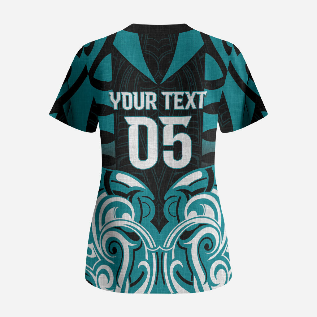 Custom Aotearoa Tapuika Scrub Top New Zealand Traditional Maori Pattern