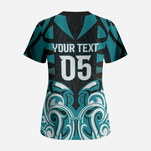 Custom Aotearoa Tapuika Scrub Top New Zealand Traditional Maori Pattern