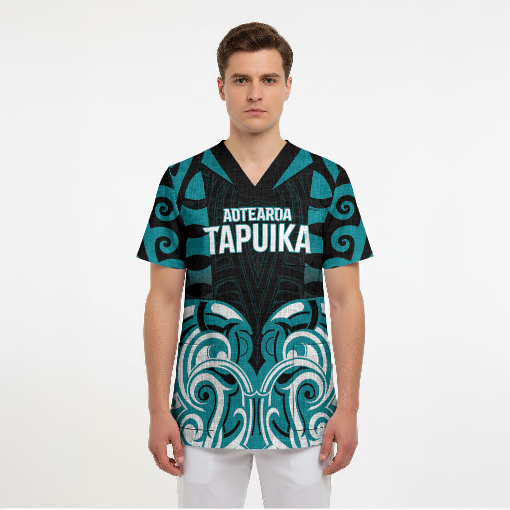 Custom Aotearoa Tapuika Scrub Top New Zealand Traditional Maori Pattern