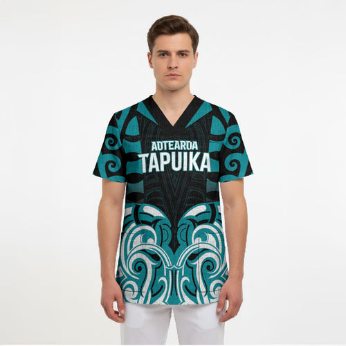 Custom Aotearoa Tapuika Scrub Top New Zealand Traditional Maori Pattern