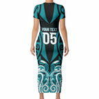 Custom Aotearoa Tapuika Short Sleeve Bodycon Dress New Zealand Traditional Maori Pattern