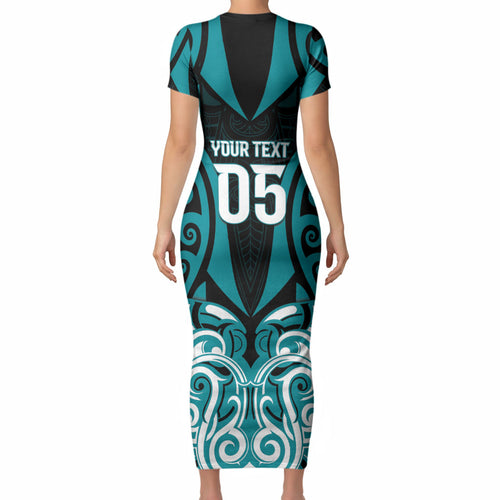 Custom Aotearoa Tapuika Short Sleeve Bodycon Dress New Zealand Traditional Maori Pattern