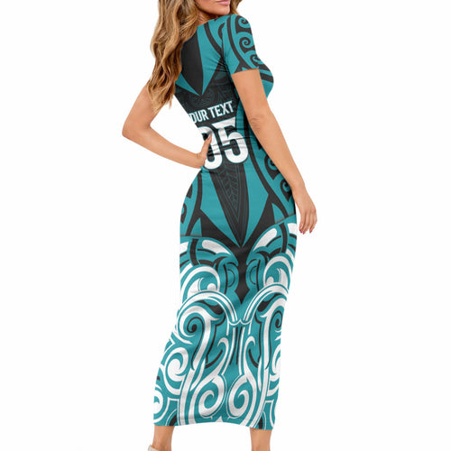 Custom Aotearoa Tapuika Short Sleeve Bodycon Dress New Zealand Traditional Maori Pattern