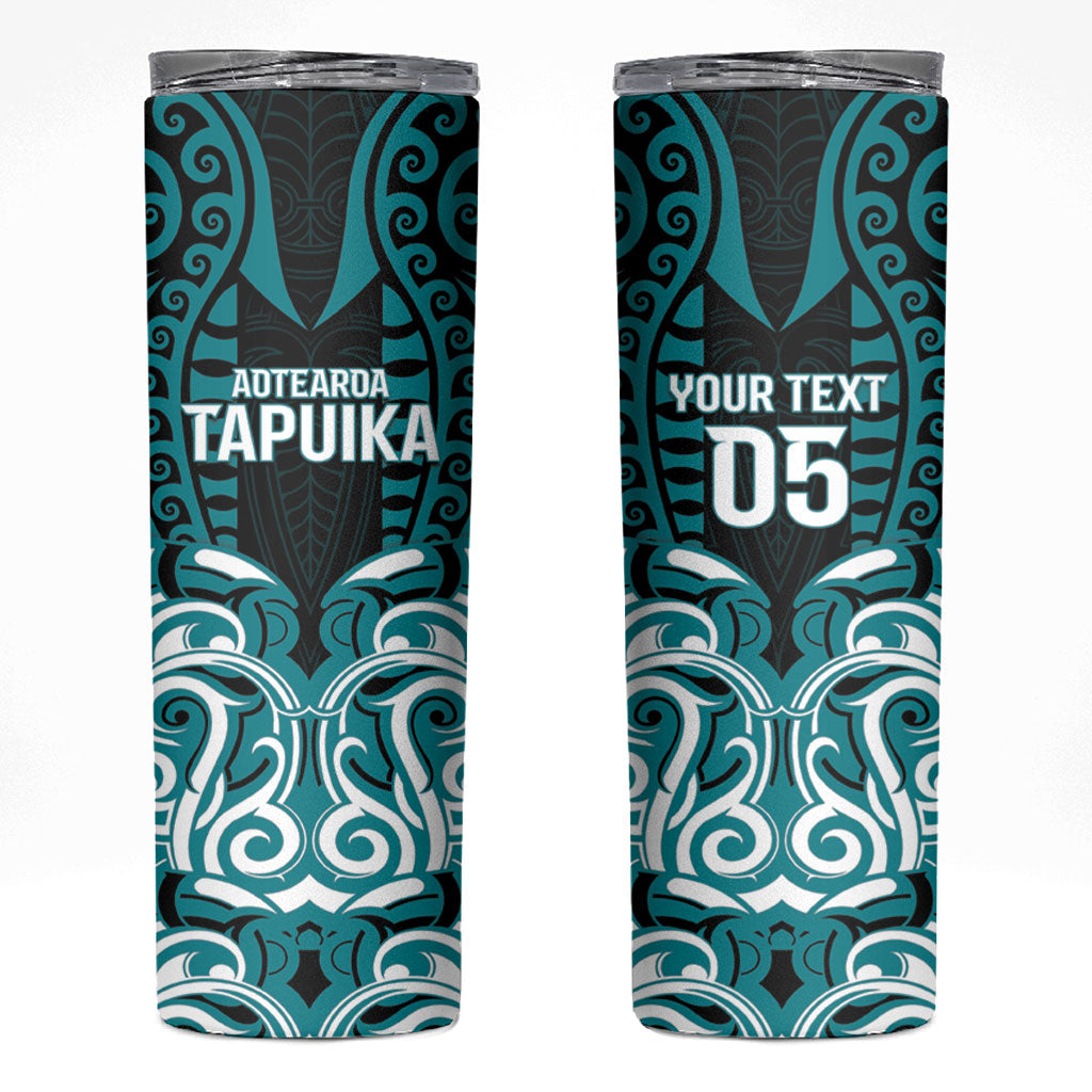 Custom Aotearoa Tapuika Skinny Tumbler New Zealand Traditional Maori Pattern
