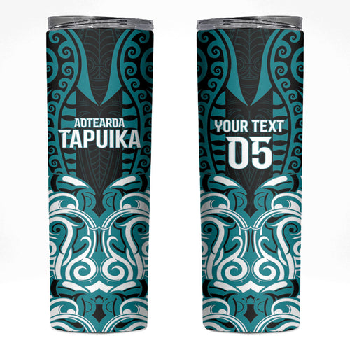 Custom Aotearoa Tapuika Skinny Tumbler New Zealand Traditional Maori Pattern