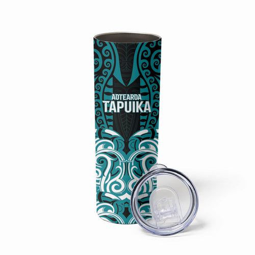 Custom Aotearoa Tapuika Skinny Tumbler New Zealand Traditional Maori Pattern