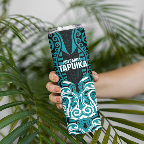 Custom Aotearoa Tapuika Skinny Tumbler New Zealand Traditional Maori Pattern