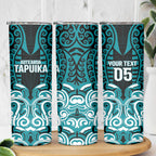 Custom Aotearoa Tapuika Skinny Tumbler New Zealand Traditional Maori Pattern