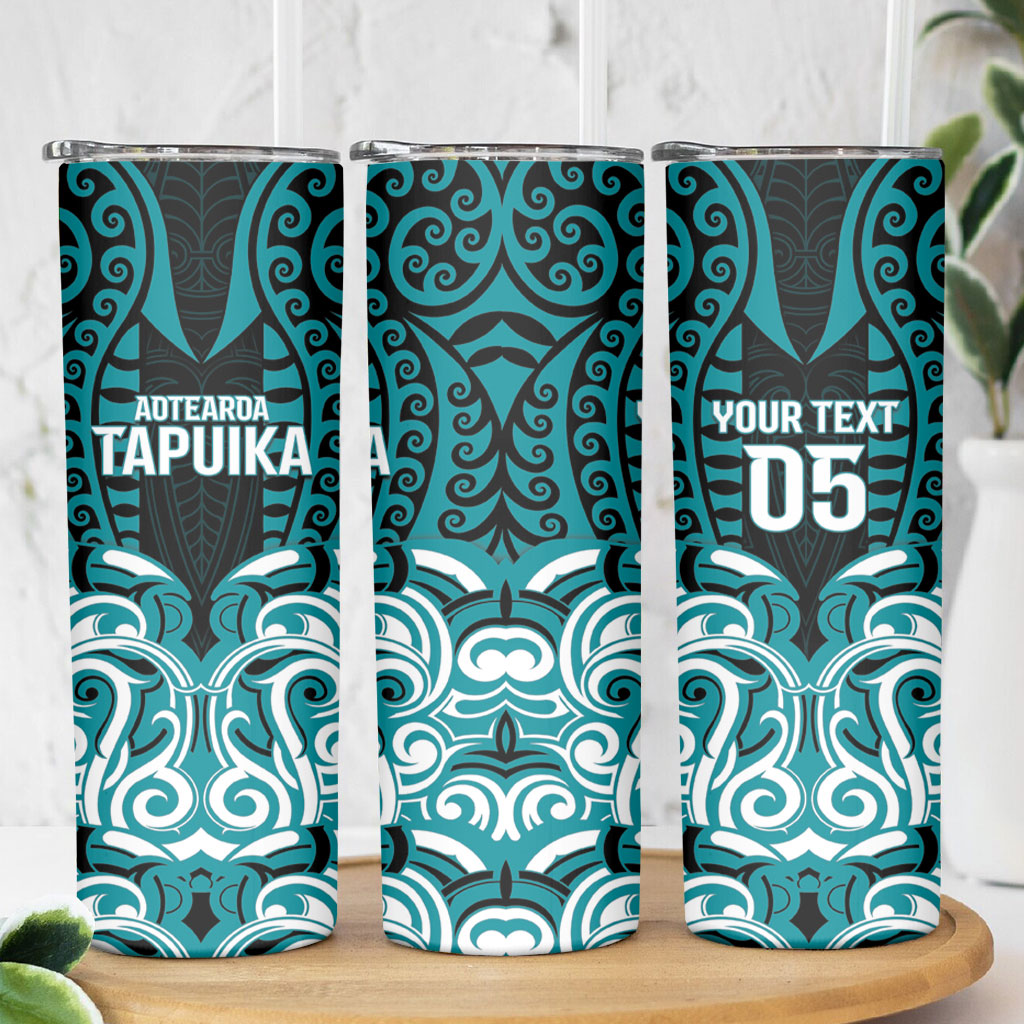 Custom Aotearoa Tapuika Skinny Tumbler New Zealand Traditional Maori Pattern