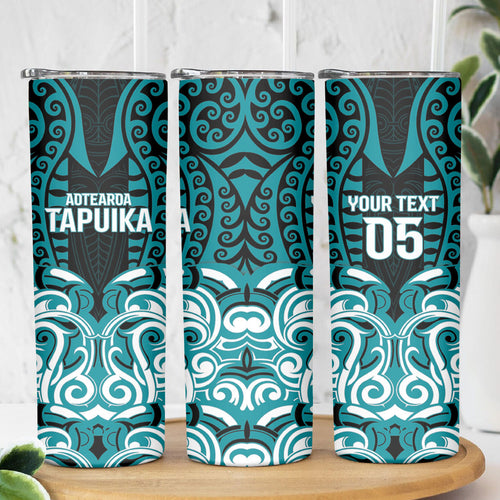Custom Aotearoa Tapuika Skinny Tumbler New Zealand Traditional Maori Pattern