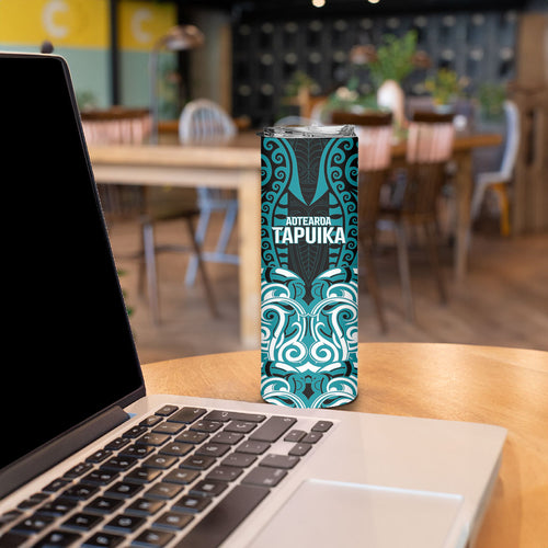Custom Aotearoa Tapuika Skinny Tumbler New Zealand Traditional Maori Pattern