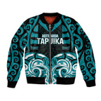 Custom Aotearoa Tapuika Sleeve Zip Bomber Jacket New Zealand Traditional Maori Pattern
