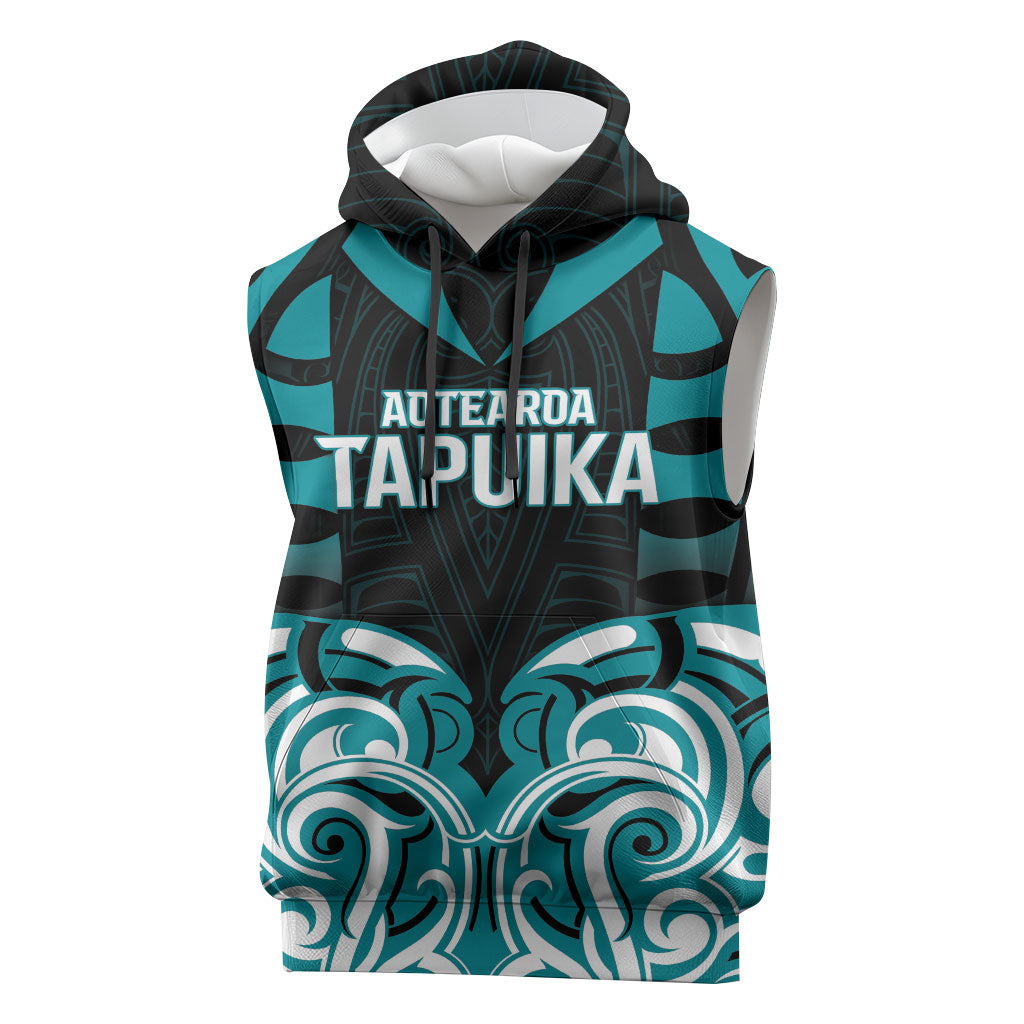 Custom Aotearoa Tapuika Sleeveless Hoodie New Zealand Traditional Maori Pattern
