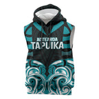 Custom Aotearoa Tapuika Sleeveless Hoodie New Zealand Traditional Maori Pattern