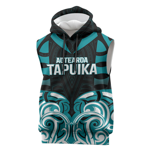 Custom Aotearoa Tapuika Sleeveless Hoodie New Zealand Traditional Maori Pattern