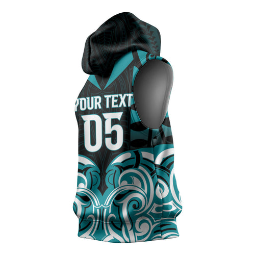 Custom Aotearoa Tapuika Sleeveless Hoodie New Zealand Traditional Maori Pattern
