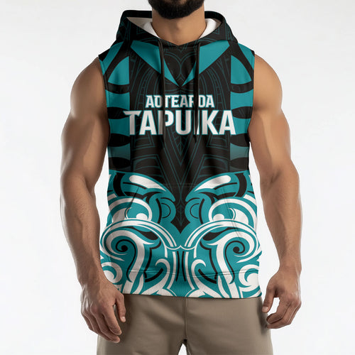 Custom Aotearoa Tapuika Sleeveless Hoodie New Zealand Traditional Maori Pattern