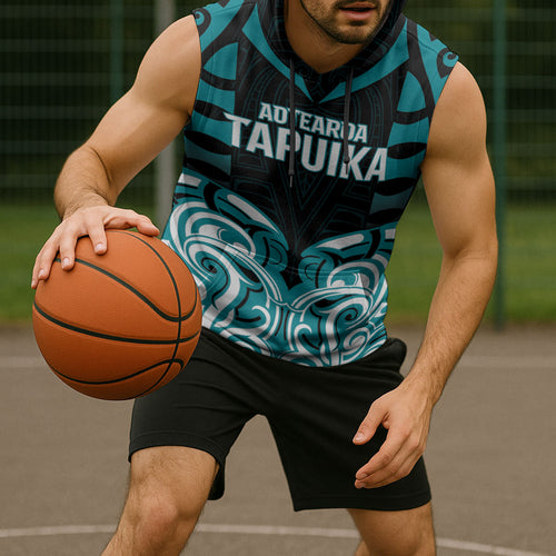 Custom Aotearoa Tapuika Sleeveless Hoodie New Zealand Traditional Maori Pattern