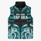 Custom Aotearoa Tapuika Sleeveless Puffer Jacket New Zealand Traditional Maori Pattern