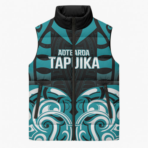 Custom Aotearoa Tapuika Sleeveless Puffer Jacket New Zealand Traditional Maori Pattern