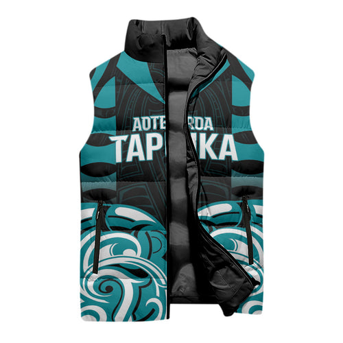 Custom Aotearoa Tapuika Sleeveless Puffer Jacket New Zealand Traditional Maori Pattern